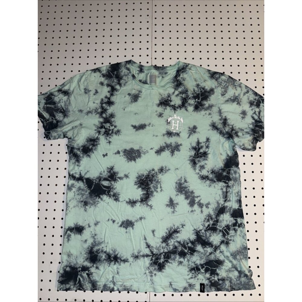 HUF x Thrasher Men’s L Tie Dye T-Shirt Green Black Skate Streetwear